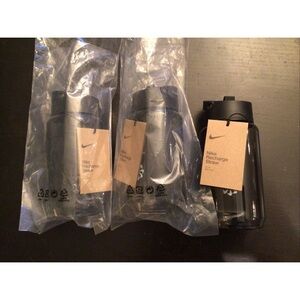 3 New Nike Black plastic Recharge Straw Bottle Set 16 ounce